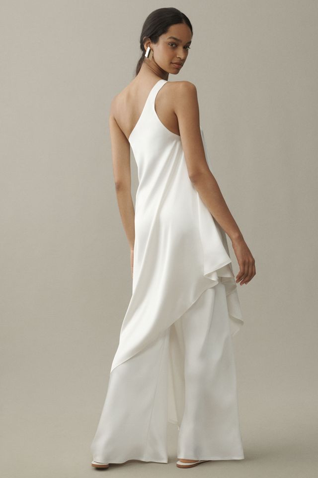 Norma Kamali One-Shoulder Diagonal Satin Tunic #1