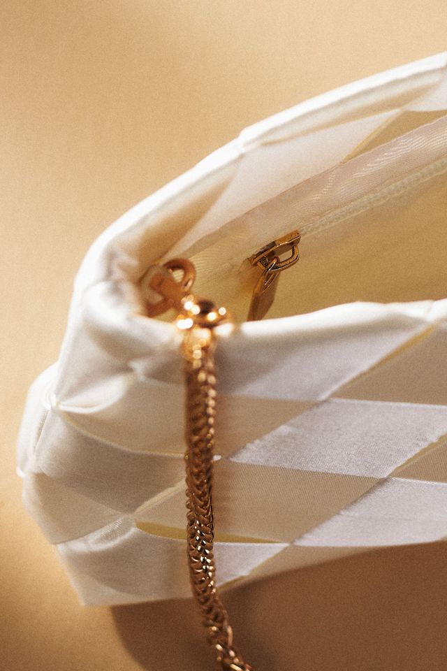 Melie Bianco Woven Satin Handbag #1