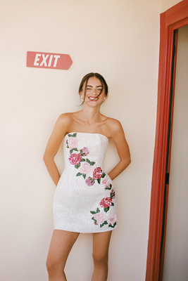 Helsi Frida Rosette Strapless Mini Dress In White