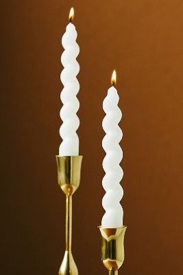 Anthropologie Spiral Taper Candles, Set Of 2 In White