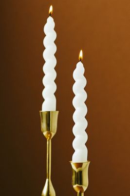 High Shine Spiral Taper Candles, Set of 2