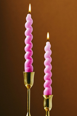 Anthropologie High Shine Spiral Taper Candles, Set Of 2