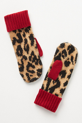 Damson Madder Leopard Mittens | Anthropologie