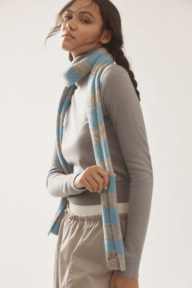 Damson Madder Bow Striped Skinny Scarf #1