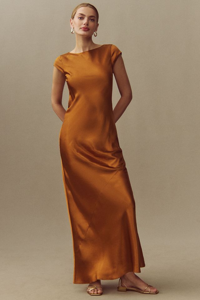 Reformation Niamh Cap-Sleeve Open-Back Silk Maxi Dress #1