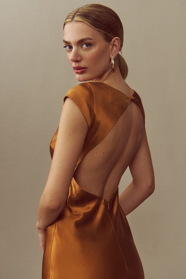 Reformation Niamh Cap-Sleeve Open-Back Silk Maxi Dress #2