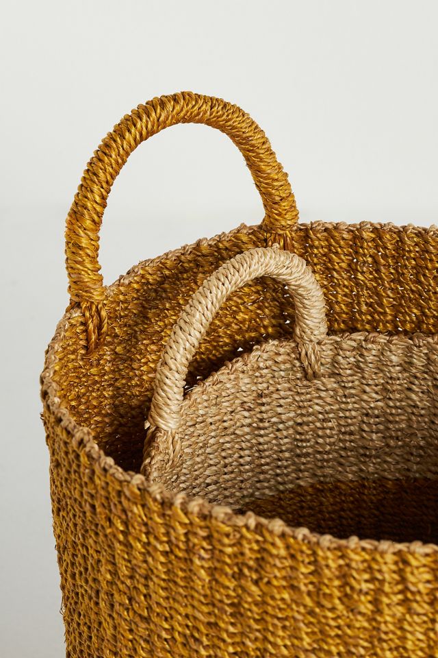 Cylinder Woven Palm Baskets, Set of 2 #2