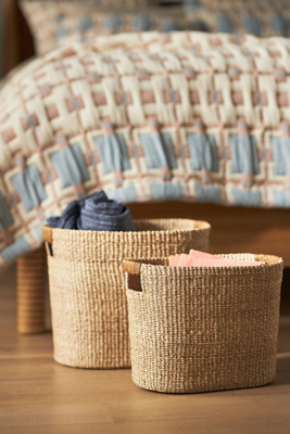 Anthropologie Oval Abaca Baskets, Set Of 2