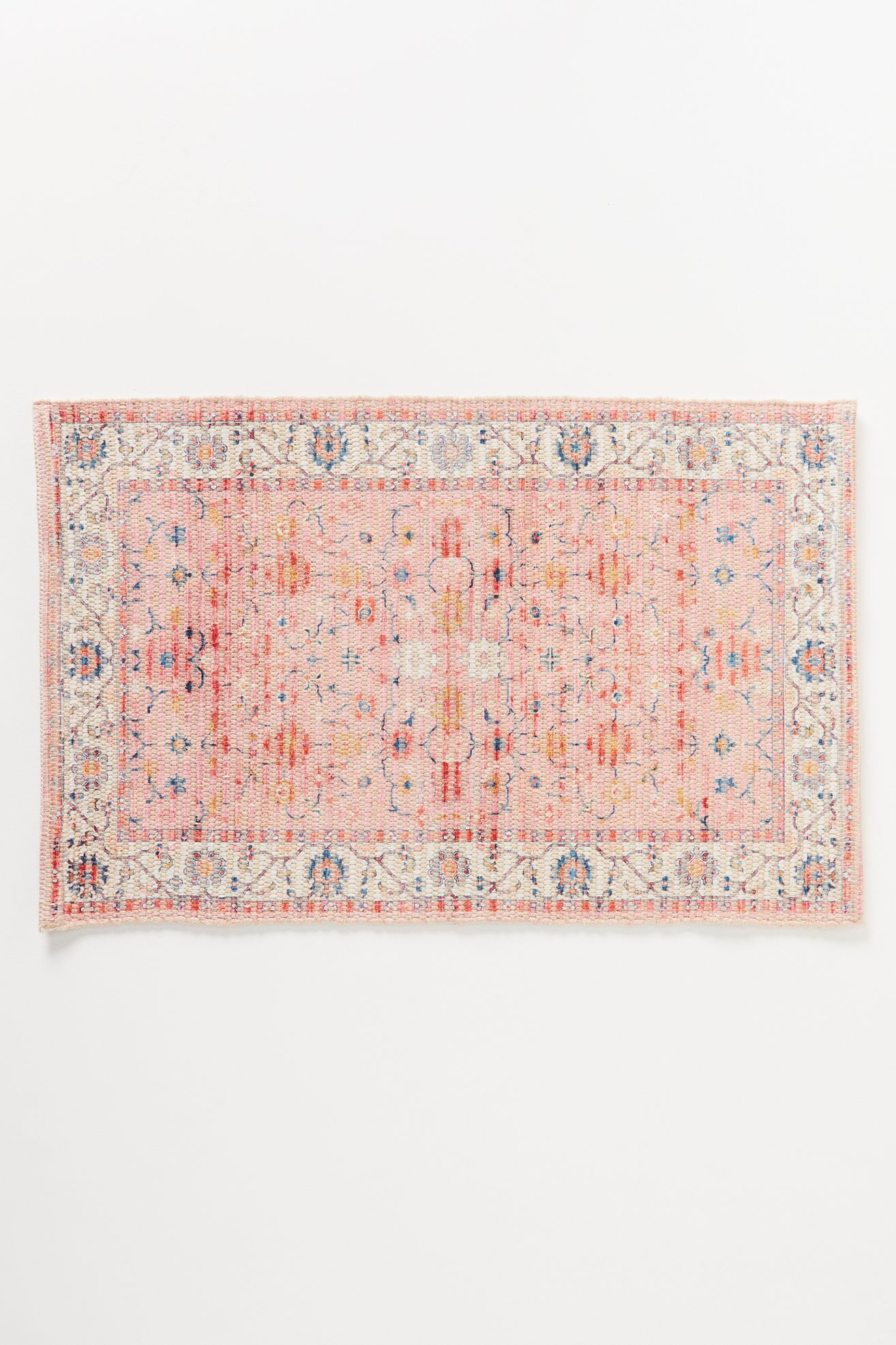 Maise Cotton Printed Bath Mat - Peach, Standard, S