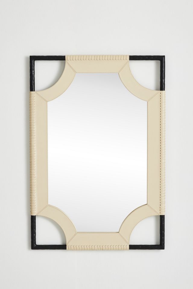 Leather Metal Rectangle Wall Mirror  #1