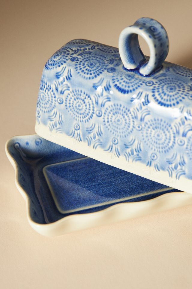 Old Havana Portuguese Stoneware Butter Dish #1