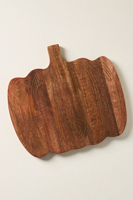 Wood Inlay Hardwood Pumpkin Cheese Board