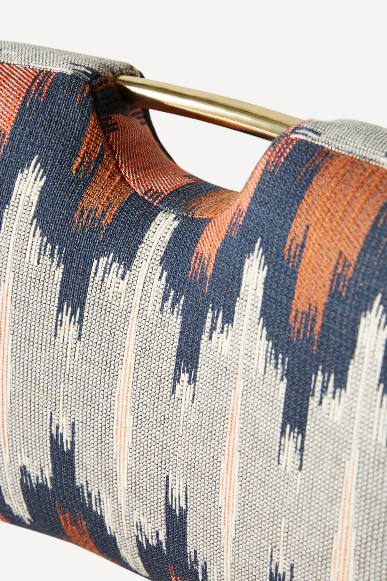 Close-up of Wyatt chair back showing metal hardware