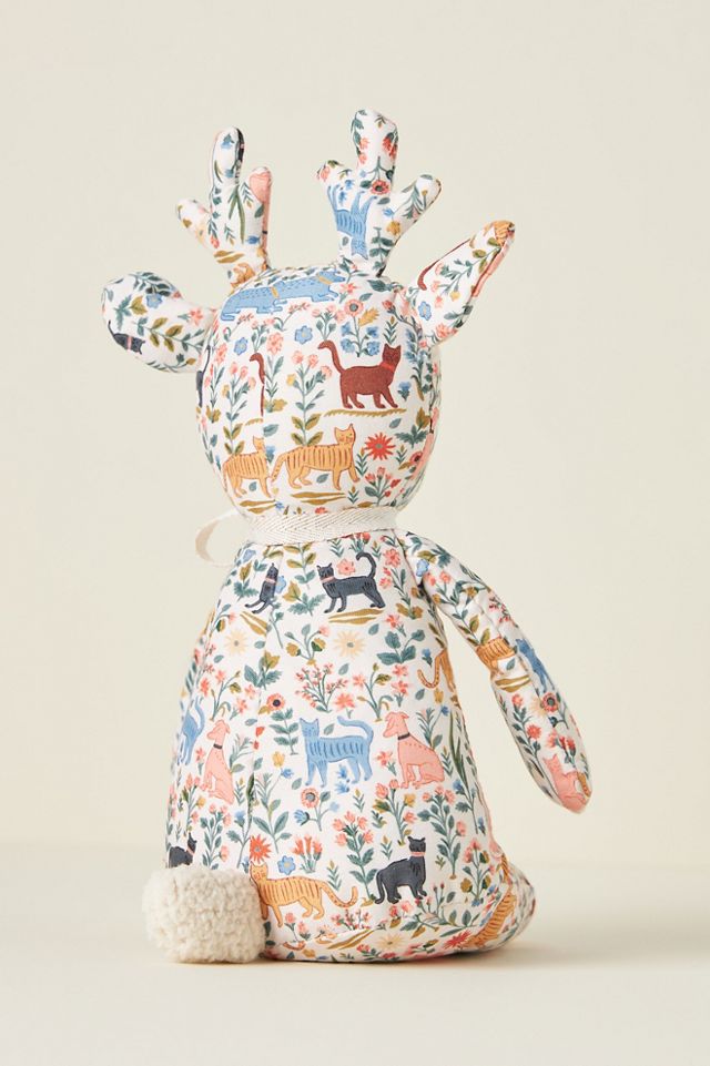Anthropologie Printed Christmas Reindeer Plush Toy #1