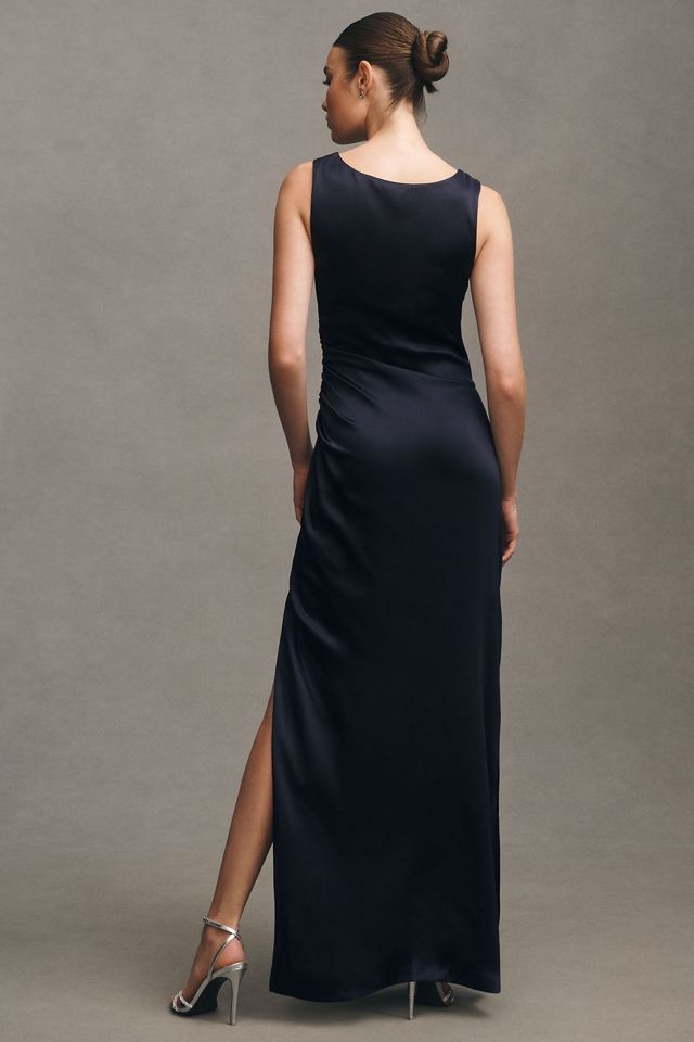 BHLDN Emma High-Neck Satin Maxi Gown