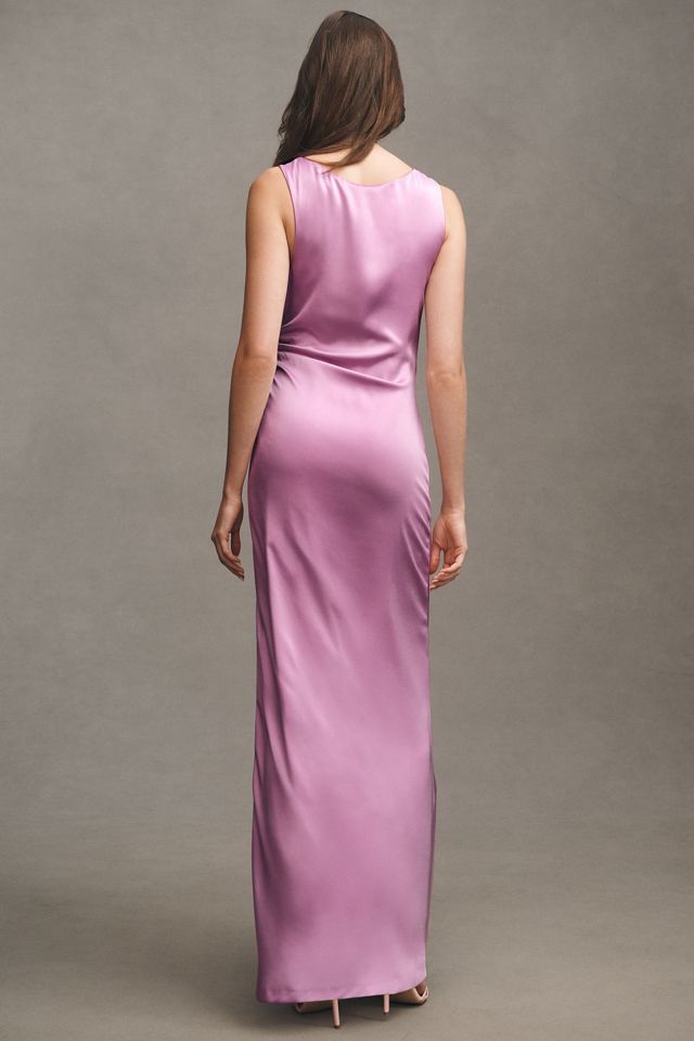 BHLDN Emma High-Neck Satin Maxi Gown