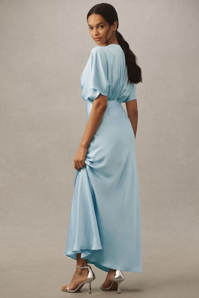 【BHLDN】アメリア ディープV サテン マキシドレス BHLDN Amelia Deep-V Satin Maxi Dress | Anthropologie