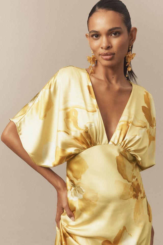 【BHLDN】アメリア ディープV サテン マキシドレス BHLDN Amelia Deep-V Satin Maxi Dress | Anthropologie