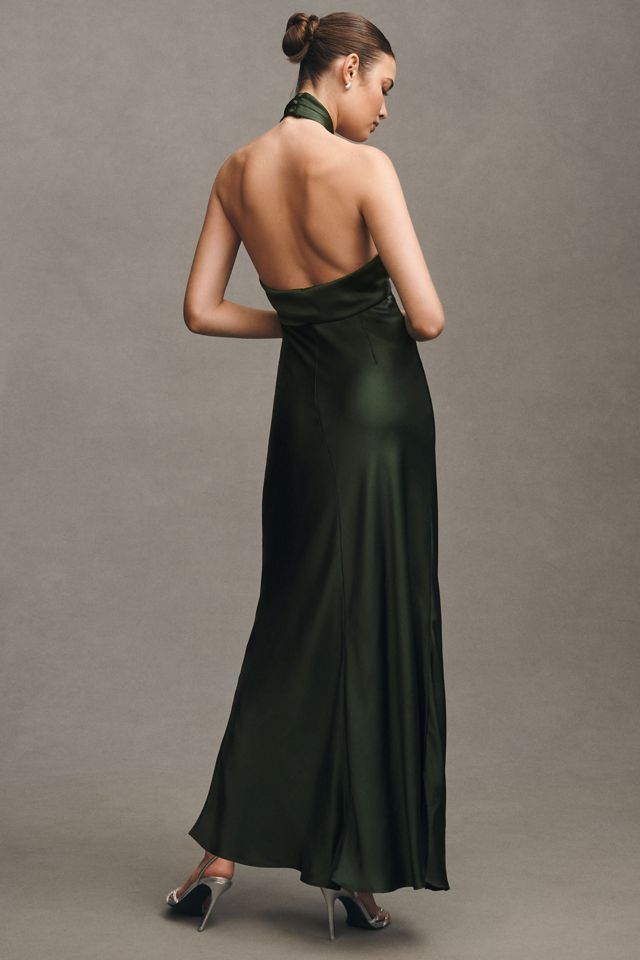 BHLDN Selma Halter-Neck High-Shine Satin Maxi Dress #1