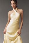bhldn selma halter-neck high-shine satin maxi dress BHLDN Selma Halter-Neck High-Shine Satin Maxi Dress