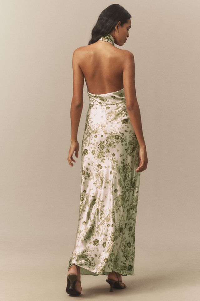 BHLDN Selma Halter-Neck Satin Maxi Dress