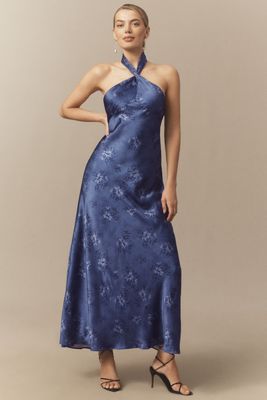 BHLDN Mia Strapless Satin Column Maxi Dress | Anthropologie