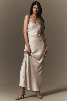 Saylor Cowl-Neck Satin Maxi Dress