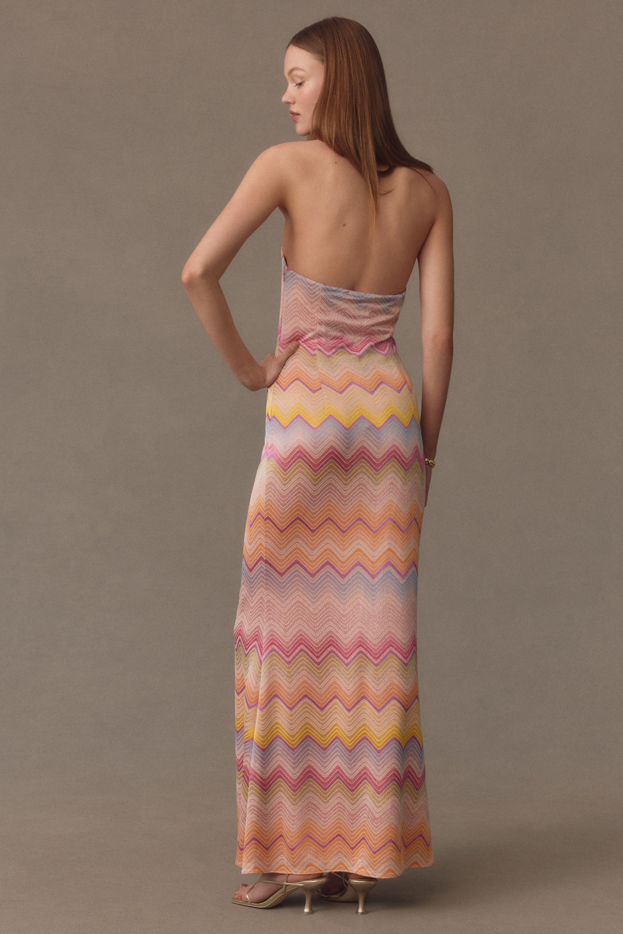 Liv Foster Halter Jacquard Knit Mermaid Maxi Dress