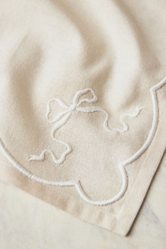 Benedita Bow Cotton Embroidered Napkins, Set of 4 #1