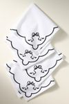 Celine Bow Cotton Embroidered Napkins, Set of 4