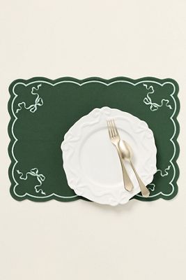 Benedita Bow Cotton Embroidered Placemat