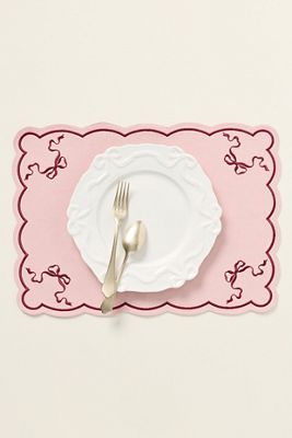 Benedita Bow Cotton Embroidered Placemat