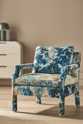 Anthropologie Delaney Judarn Velvet Accent Chair In Blue