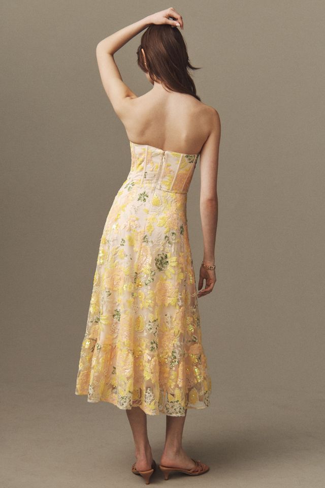 Dress The Population Carina Strapless Sequin Appliqué Midi Dress #2