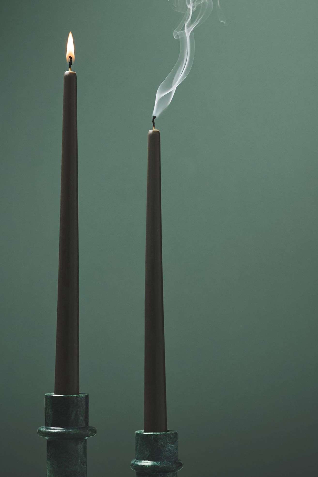 Taper Candles, Set of 2 - Dark Grey, Standard, One Size
