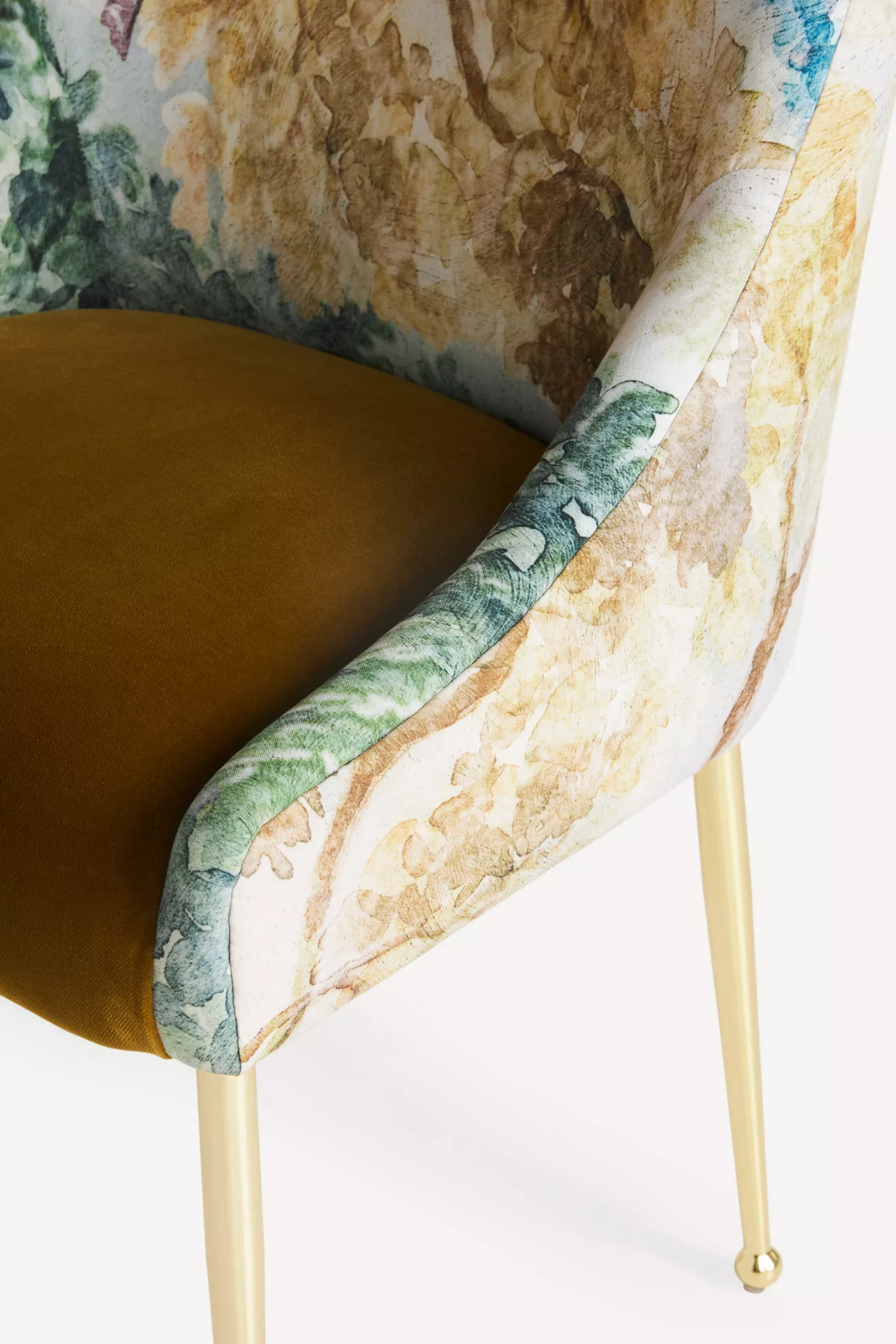 Close-up of armrest and upholstery texture on Judarn Elowen chair