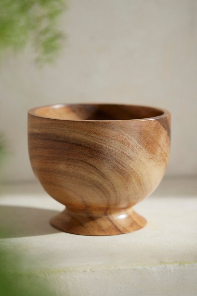 Footed Acacia Bowl Planter #3