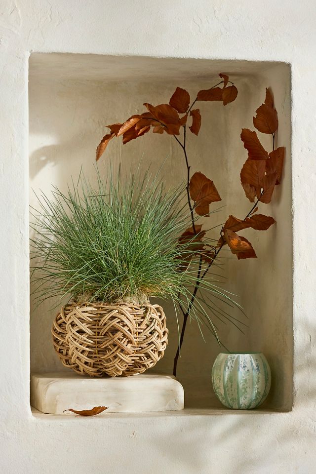 Pumpkin Open-Weave Rattan Pot