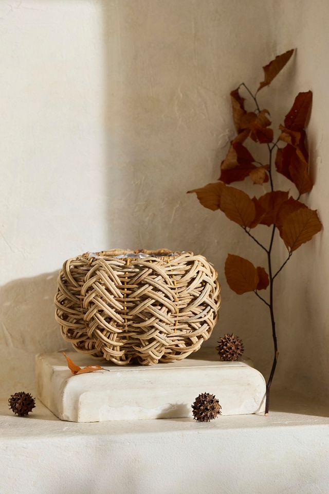 Pumpkin Open-Weave Rattan Pot #2