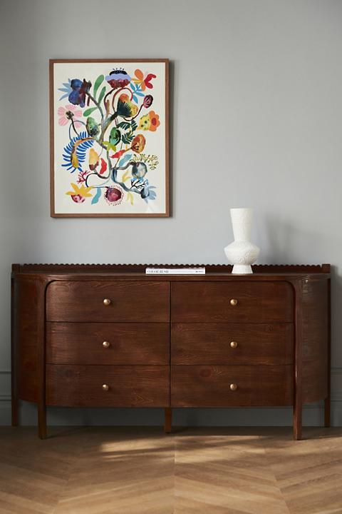 Aria Six-Drawer Oak Wood Dresser
