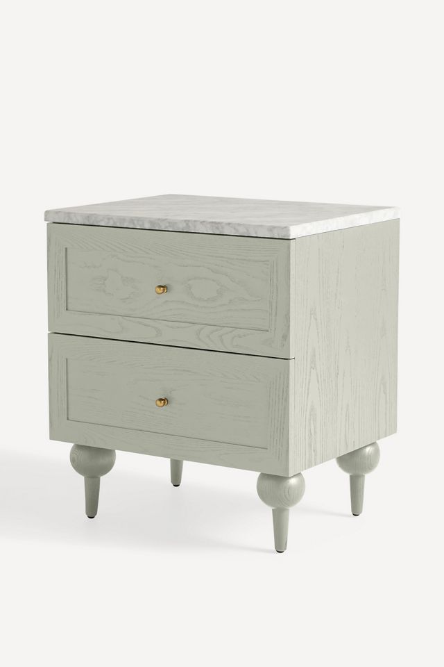 Fern Marble Top Two-Drawer Nightstand #1