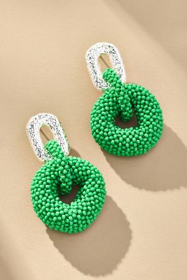 Shop Jetlagmode Linked Donut Earrings In Green