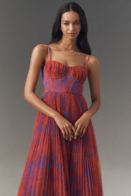 Shop Hutch Amara Bustier Pleated Fit & Flare Midi Dress