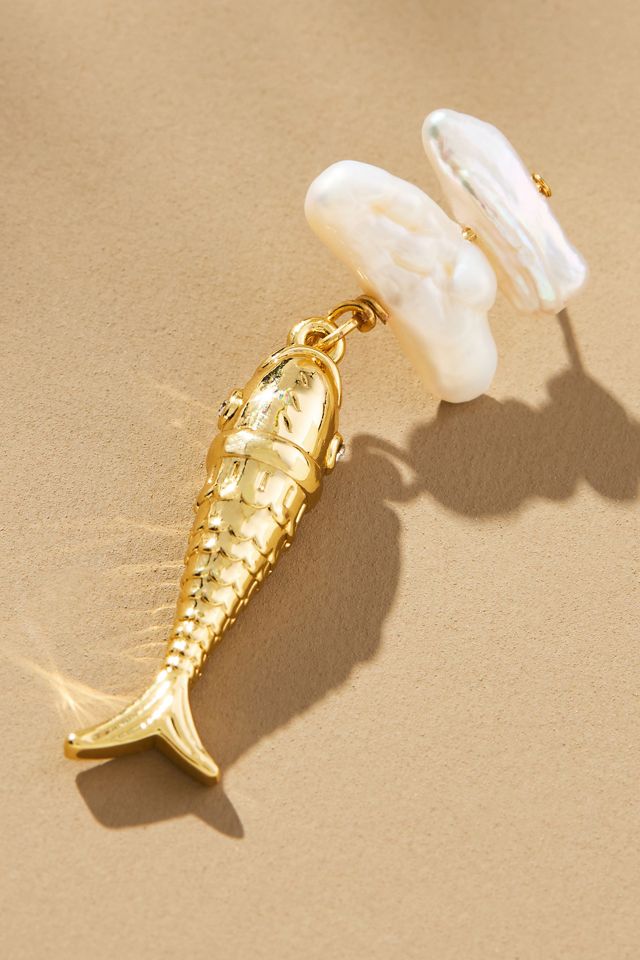 Mignonne Gavigan Pearl Fish Drop Earrings #1