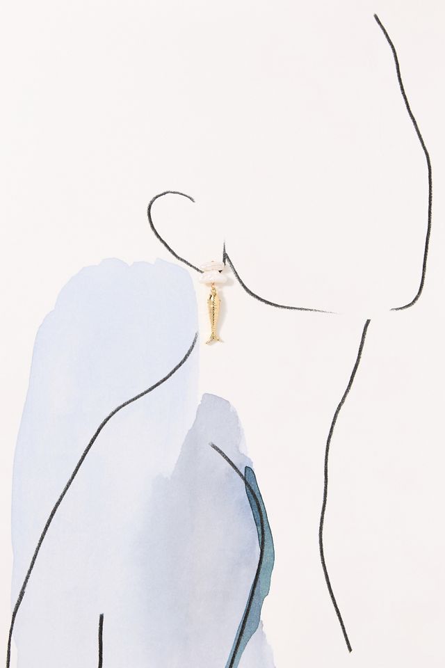 Mignonne Gavigan Pearl Fish Drop Earrings #2