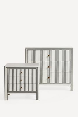 Judarn Hale Cotton Canvas Wooden Bedside Table
