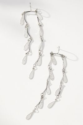 Shop By Anthropologie Double Flutter Fringe Drop Earrings In Silver