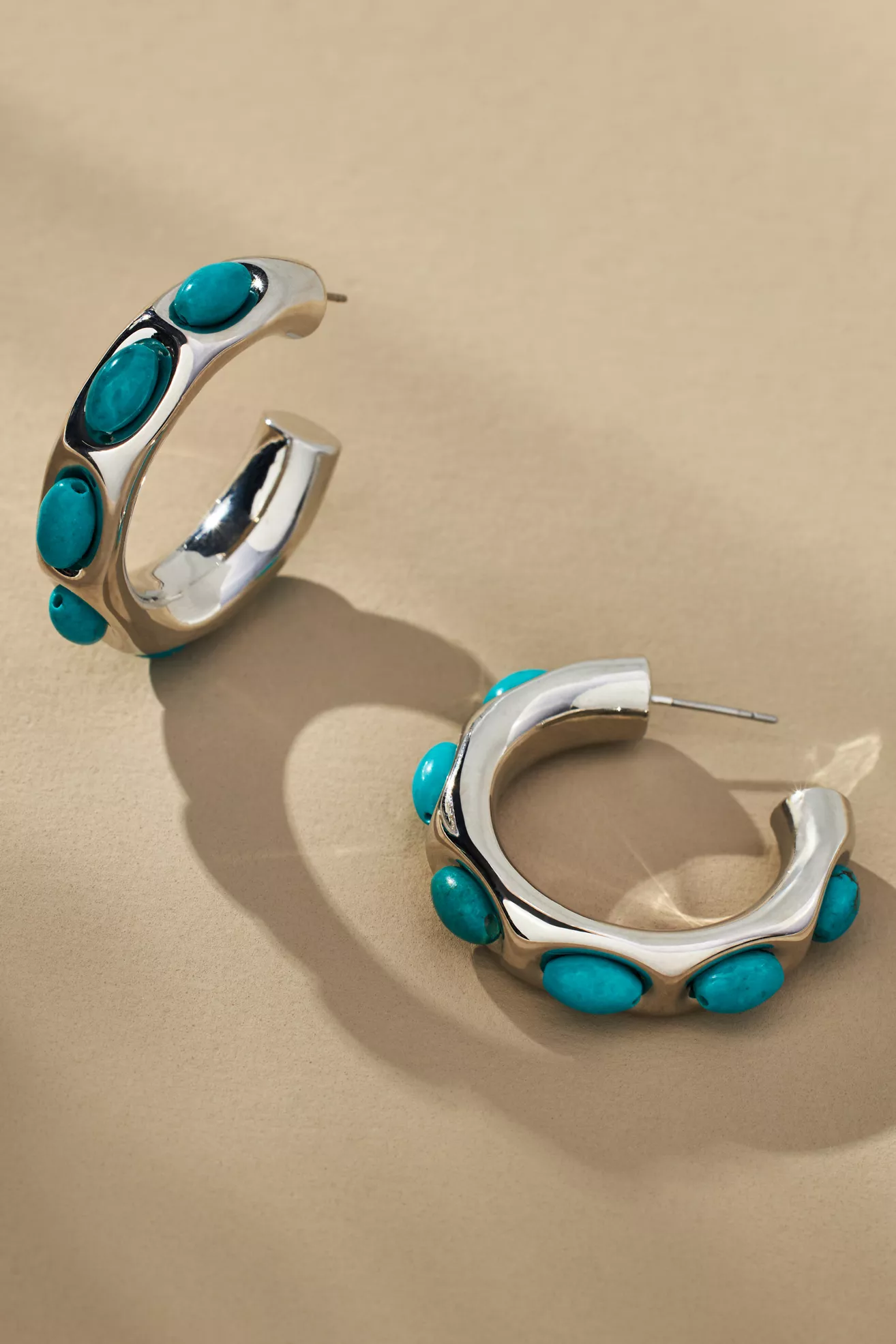 Encased Stone Hoop Earrings