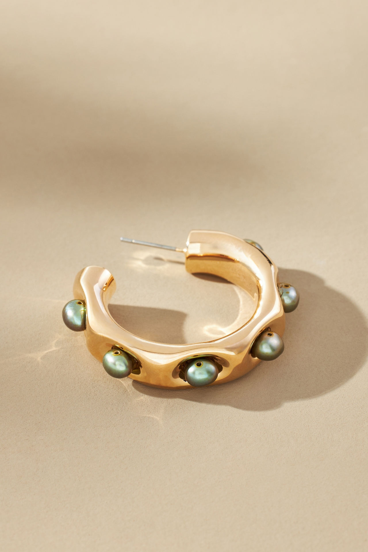 Encased Stone Hoop Earrings