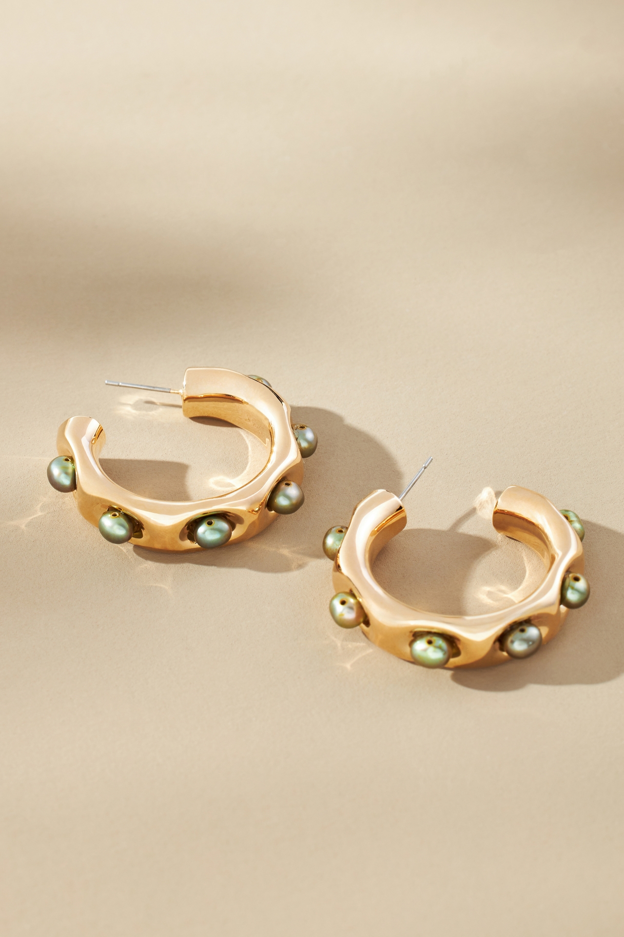 Encased Stone Hoop Earrings